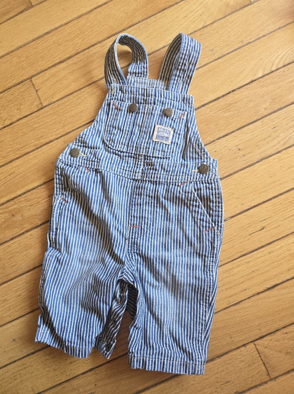 Polo by Ralph Lauren Blue White Striped Kids Overalls Conductor